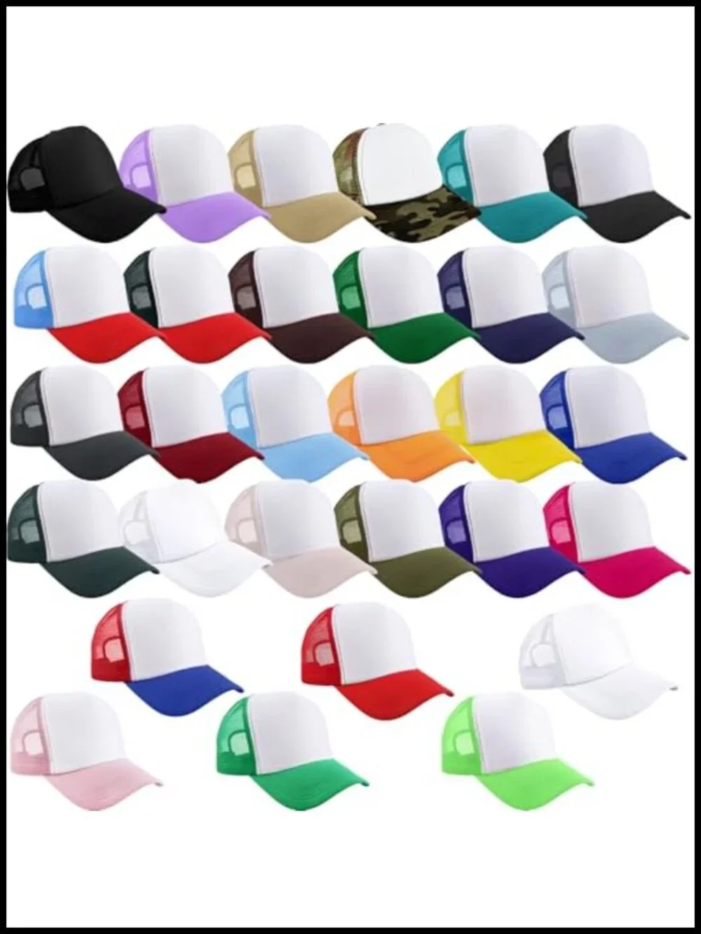 30 Pcs Kids DIY Sublimation Trucker Hats Mesh Baseball Caps Adjustable